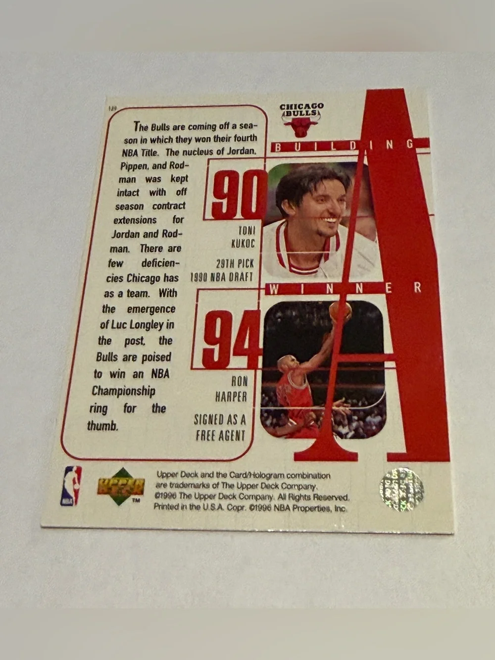 1996 Upper Deck Basketball Card michael jordan